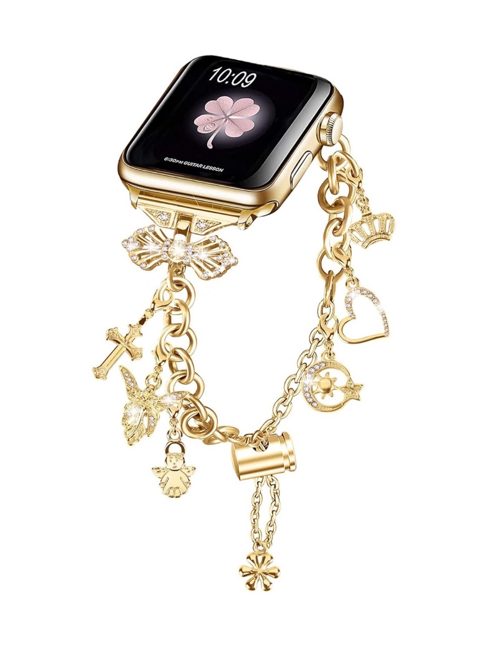 Gold charm bracelet apple watch band